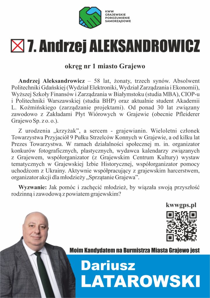 Andrzej Aleksandrowicz - ulotka tył