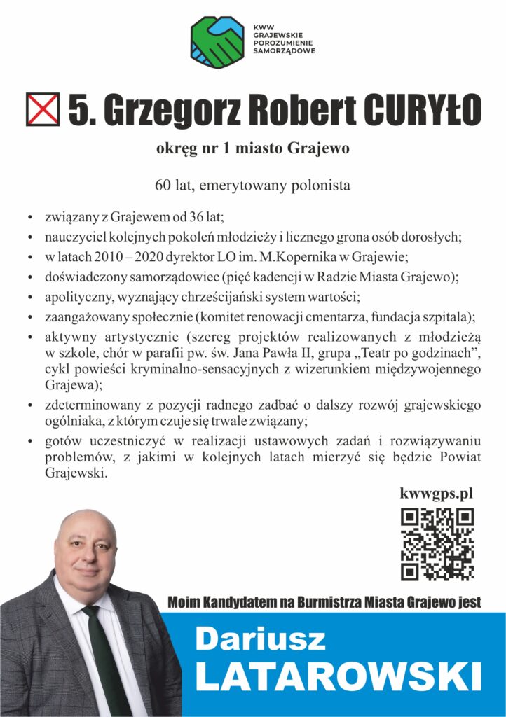 Grzegorz Robert Curyło - tył ulotki