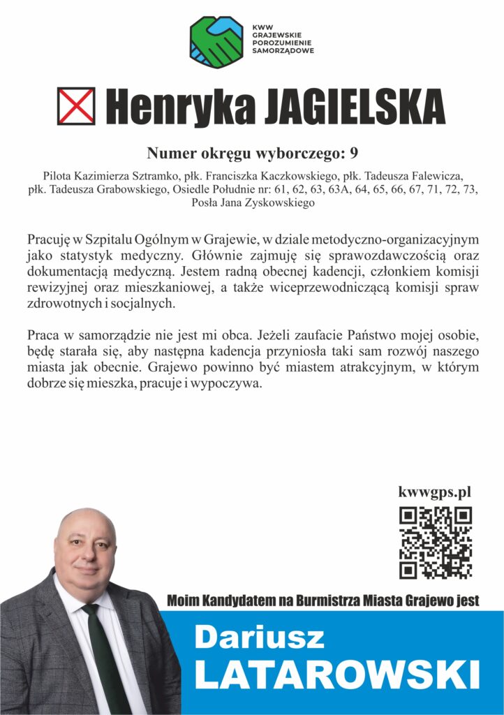 Henryka Jagielska - ulotka tyl