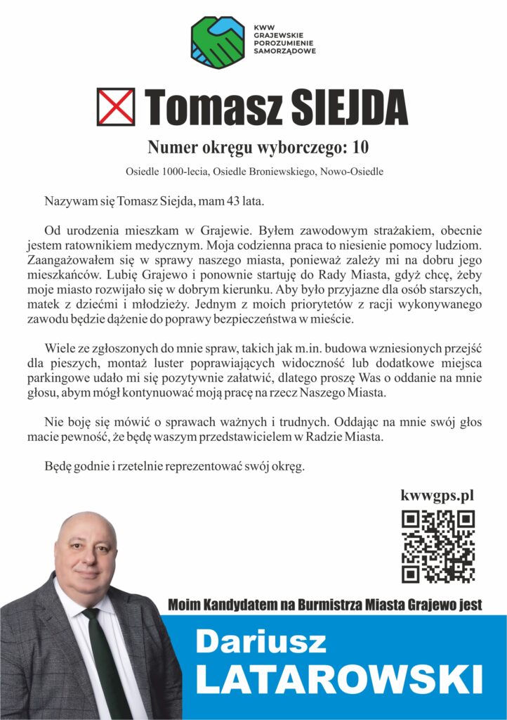 Tomasz Siejda - ulotka tyl