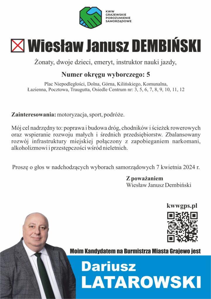 Wieslaw Janusz Dembinski - ulotka tyl