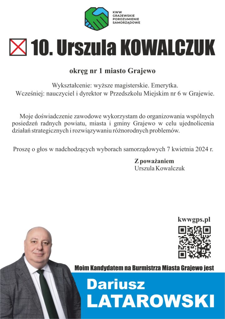 Ulotka Urszula Kowalczuk tył